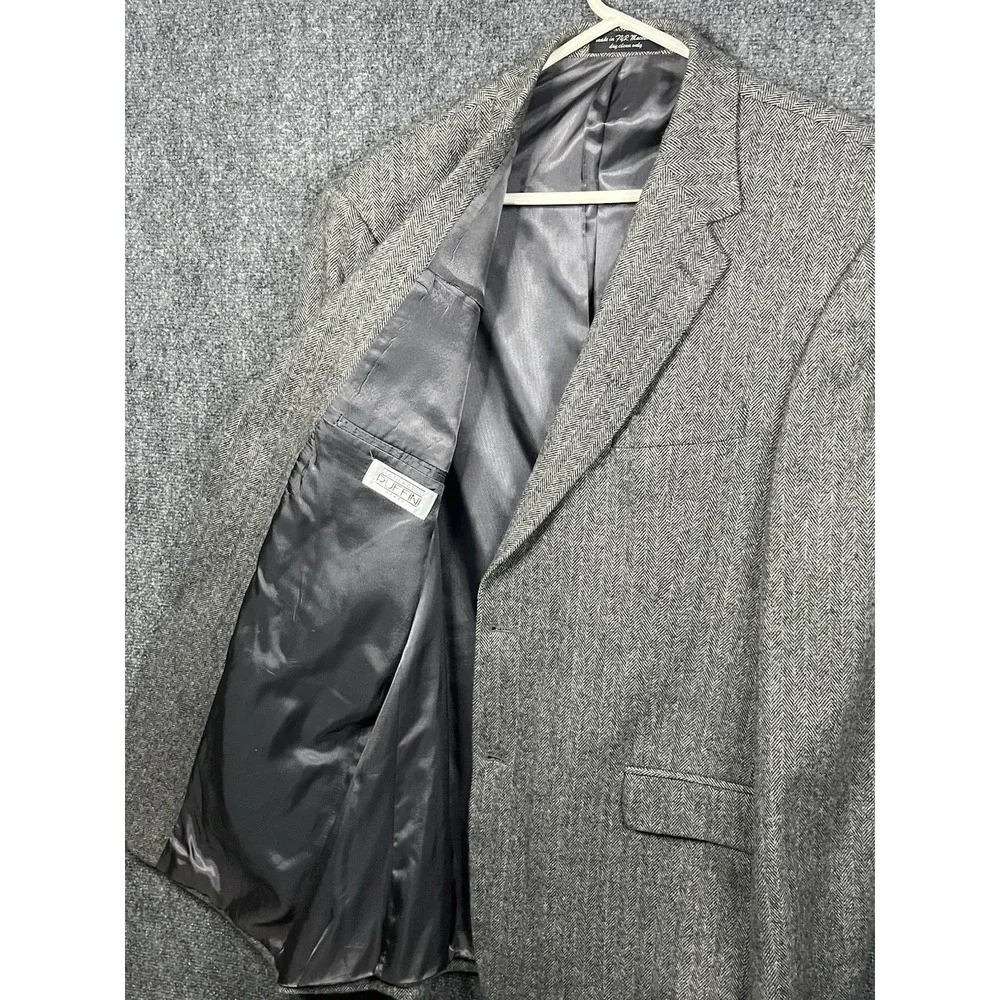 Gianfranco Ruffini Camel Hair Blend Gray Herringbone Sport Coat Blazer Mens 46 L